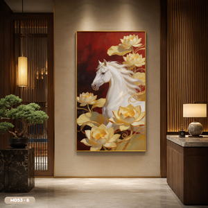 Cuadro de espejo con caballos galopantes de la marca HALO, pintado a mano en Vietnam, arte decorativo para pared, hecho en Vietnam. - Product Image 3