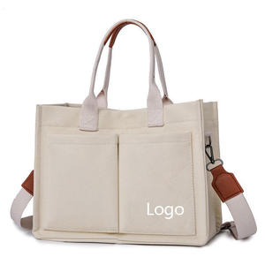 Bolsa de Mano Grande de Lona de Color Sólido con Logotipo Personalizado de Moda BAGNEX, con Bolsillos, Cierre de Cremallera, para Laptop, Compras, al Hombro - Product Image 5