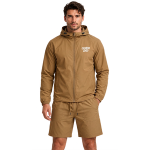 Conjunto Corto de Chaqueta y Pantalones Cortos Deportivos para Hombre, Ligero, de Nailon y Poliéster, Estilo Urbano, Personalizable - Product Image 4