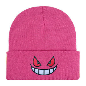 Gorro de Punto Personalizado con Bordado de Cara de Monstruo Rosa, Estilo Hip Hop, para Invierno, para Hombres y Mujeres - Product Image 1