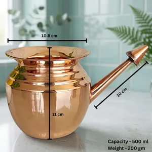 Medieval Edge ME-CNP-01 Pot Neti Ayurvédique en Cuivre Pur, Grande Taille, pour une Respiration Améliorée, Fabrication Indienne, pour Irrigation Nasale et Massage - Product Image 2