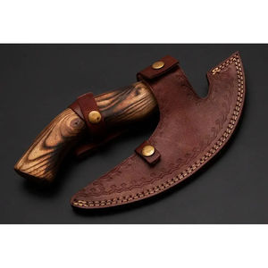 มีดตัดพิซซ่าเหล็กกล้าคาร์บอนทำมือ Burraq ด้ามไม้พะยูง ปลอกหนัง สำหรับแคมป์ปิ้ง กิจกรรมกลางแจ้ง DIY อุตสาหกรรม ของขวัญวันพ่อ - Product Image 5