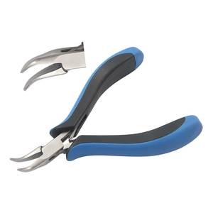 Alicates Ergonómicos de Acero Inoxidable de 120 mm con Mandíbula Lisa y Punta Curva, Mango Negro y Azul, para Crimpar, Cortar, Pesca, Joyería, Manualidades - Product Image 1