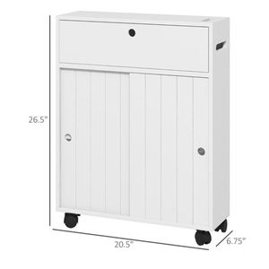 Mobiletto da Bagno Ecologico Bianco Salvaspazio in MDF PVC e Metallo per Soggiorno e Hotel - Product Image 3