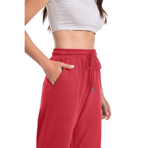 Pantalon de survêtement évasé personnalisé pour femme, avec doublure polaire, coupe large et droite, vente en gros - Product Image 4