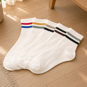 Chaussettes de sport pour hommes à deux rayures fabriquées en Corée K08M - Product Image 1