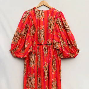 Beautiful floral Cotton Block Printed dress Dress For Casual wear Hand Block Printed Dress - Product Image 4