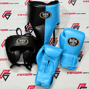 No Boxing No Life Ensemble de boxe et de sparring en cuir véritable, noir et jaune, nouveau design, sur mesure, avec protège-tête et protège-gland, prix de gros - Product Image 3