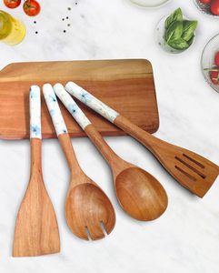 ช้อนสลัดไม้มะม่วงทำมือเป็นมิตรกับสิ่งแวดล้อมเครื่องใช้ในครัวที่ทันสมัย - Product Image 6