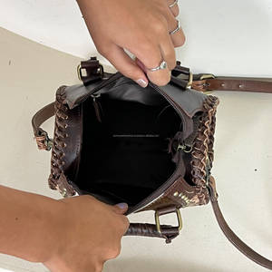 Vintage Western Genuine Cowhide <b>Leather</b> <b>Tooled</b> Floral Western Medium Boston Speedy Shoulder Handbag for Women's Custom Logo Bag - Product Image 6