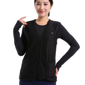 Gilet thermique noir pour femme avec fermeture éclair et poches en polyester - Product Image 2