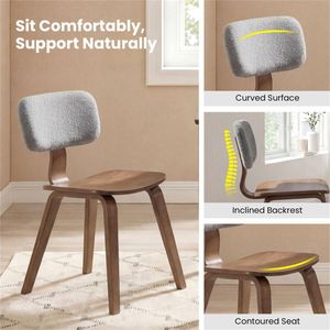 Teddy Velvet Upholstered Dining <b>Chair</b> Set 2-Piece (Grey and Walnut) Plush <b>Padded</b> Design - Product Image 6