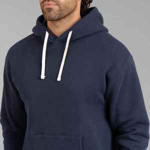 Sweat-shirt à capuche bleu marine pour homme, coupe classique, décontracté, automne, couleur unie, tricoté, avec poche en polaire - Product Image 2