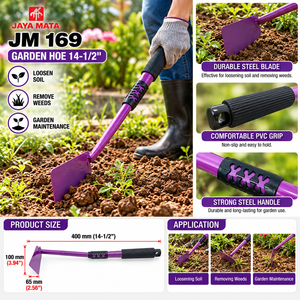 JAYA MATA JM169 14.5in Durable Steel Garden Hoe with PVC Grip for <b>Weed</b> Removal Soil Cultivation Daily Garden Maintenance - Product Image 6