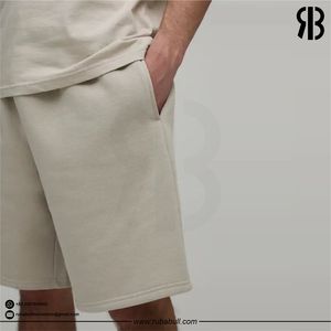 Shorts Bermuda en Coton Beige Uni pour Hommes, Taille Élastique, Décontractés, Respirants, Taille Moyenne, avec Poches, Shorts de Haute Qualité pour Unisexe - Product Image 5