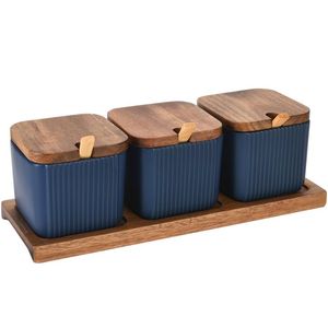 Retro Metal <b>Storage</b> <b>Containers</b> Set With Copper Handles And Lids For <b>Kitchen</b> Food Preservation Gray Color - Product Image 2