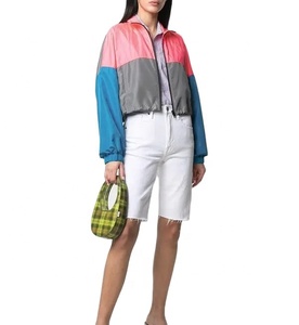 Veste coupe-vent respirante en nylon pour femmes grande taille bloc de couleur 100% Polyester sport femmes coupe-vent à fermeture éclair - Product Image 5