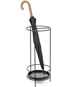 Porte-parapluie rond noir Skies Trader, support minimaliste en métal pour parapluies, organiseur de bâtons de marche pour entrée, étagère de rangement - Product Image 1