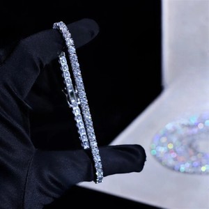 925 plata esterlina 3mm elegante tenis para pulsera hecho a mano corte minimalista Moissanite diamante joyería diseño clásico - Product Image 1