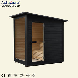Sauna extérieur moderne et élégant en bois massif avec poêle Harvia 6 kW et <span class=keywords><strong>piscine</strong></span> froide personnalisable - Product Image 1