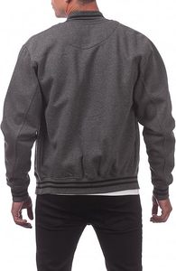 Blouson universitaire personnalisé pour homme, style Letterman, avec manches en similicuir, col montant et logo frontal - Product Image 3