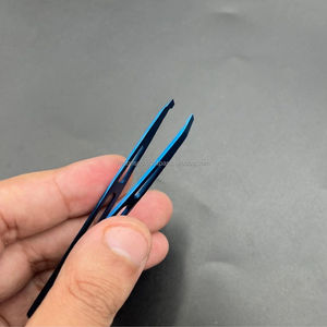 Pinzas para Cejas de Acero Inoxidable con Punta Inclinada Cuadrada de Plasma Azul, Logotipo Personalizado, Profesionales para Dar Forma a las Cejas, Ecológicas - Product Image 2
