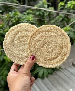 Tapis de théière luffa rond/dessous de verre 2 couches isolation thermique accessoires de café service à thé de haute qualité personnaliser la taille Made in Vietnam - Product Image 4