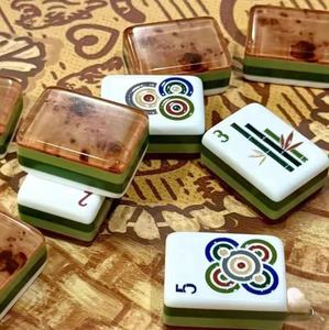 In Stock Luxury Retro Wood Grain American <b>Mahjong</b> Tiles 4-Layer Travel <b>mahjong</b> <b>Set</b> - Product Image 3
