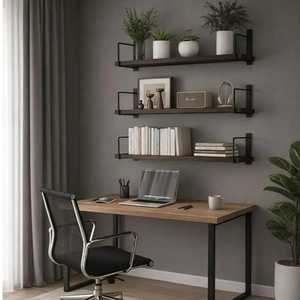 Ensemble de 3 étagères murales flottantes en forme de triangle géométrique, présentoir en bois emboîtable, boîte à ombre prismatique pour plantes - Product Image 5