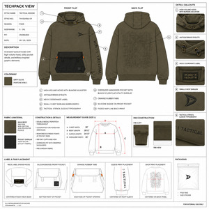 เสื้อฮู้ดสีเขียวมะกอกสำหรับผู้ชาย ยี่ห้อ Dirt Tactical พร้อมกระเป๋าหน้าและลายพิมพ์โลโก้ ทรงปกติ สวมใส่สบาย - Product Image 6