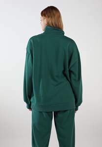 Sweat-shirt oversize pour femme, couleur unie, demi-zip, col montant, manches classiques, pour l'automne - Product Image 2