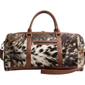 Sac de voyage de luxe en coton avec poignées noires, fermeture éclair, design spacieux pour week-end, idéal pour les voyages d'affaires et les escapades élégantes - Product Image 1