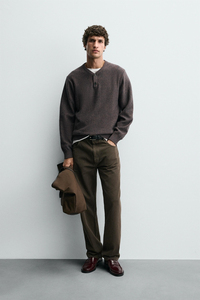 Men's Luxury Style <b>Henley</b> Knit Pullover Sweater <b>Long</b> <b>Sleeve</b> Button Neck Soft Warm Casual Winter Knitwear Wholesale Apparel - Product Image 4