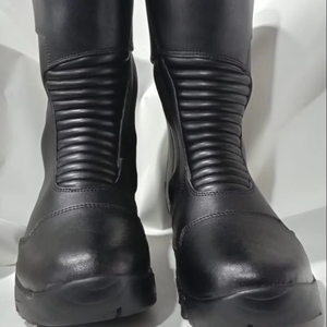 Bottes de moto en cuir de vache véritable pour hommes et femmes, bottes de moto personnalisées, bottes de moto imperméables, chaussures de course pour motards - Product Image 1