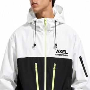 <b>Men</b> Windbreaker <b>Jacket</b> Black White Colorblock Lightweight Outerwear Hooded Zip <b>Jacket</b> Modern Sport Style <b>Utility</b> Pocket Design - Product Image 5