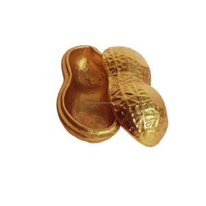 Comestible Vintage Aluminio Golden Peanut Box contenedor de frutas secas caja de nueces - Product Image 3
