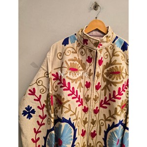 Colorful Embroidered Velvet <b>Fleece</b> <b>Jacket</b> Women's Autumn Stand Collar Inside Cotton <b>Lined</b> <b>Jacket</b> Coat - Product Image 4