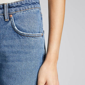 Jeans en denim de haute qualité, respirants, lavables, pour femmes, coupe boyfriend, jambe large, longueur intégrale, polyester/coton - Product Image 5