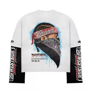 Nouveau T-shirt pour homme à la mode, personnalisé, de qualité supérieure, avec impression de logo, 100% coton, double couche, manches longues, T-shirt surdimensionné pour homme - Product Image 4