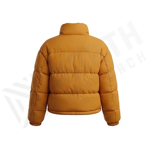 Hooded Quilted Waterproof <b>Bubble</b> Jacket Black Full Sleeve Winter Windproof Cotton Shell Knitted Fabric Polyester Filling Stand - Product Image 2