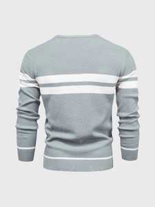 Pull à col rond rayé pour homme – Pull en tricot rayé élégant, parfait pour un usage décontracté, confortable et polyvalent - Product Image 2