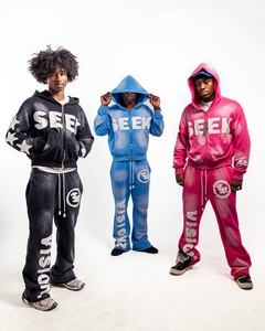 Ensemble de survêtement unisexe Seek Vision, col rond, sweat-shirt à cordon de serrage, couleur dégradée, streetwear, coupe ample, livraison rapide - Product Image 1