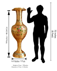 Vase à fleurs en laiton de qualité supérieure, artisanal, Meenakari, pièce décorative traditionnelle pour l'arrangement floral et la décoration intérieure - Product Image 4