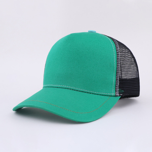 Hot Selling High Quality 5 Panel Green Trucker Cap Hat Design Mesh Trucker Hat Blank Custom Logo Hat - Product Image 1