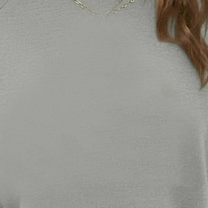 Sweat-shirt gris à col rond pour femme, manches longues, couleur unie, tricoté en coton, décontracté, pour l'automne, avec poches - Product Image 4