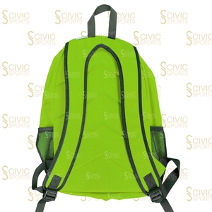 Sac à dos souple vert avec fermeture éclair et poches latérales en filet, unisexe, usage quotidien, en polyester - Product Image 6