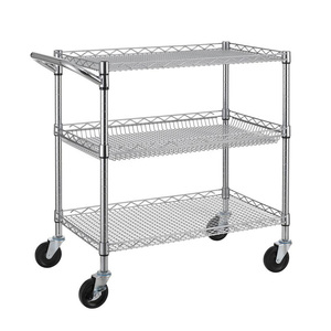 Wholesale Heavy Duty Metal <b>Storage</b> Shelving <b>Unit</b> with Multi Tier <b>Basket</b> Shelves and Lockable Wheels <b>for</b> Home Use - Product Image 4