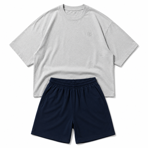 Ensemble décontracté d'été pour homme : T-shirt en coton tricoté oversize et short à taille élastique – Tenue deux pièces streetwear – Vente en gros OEM ODM - Product Image 3