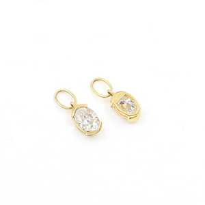 Oval Moissanite <b>Charms</b> 7x5mm 14k Solid Dangles Huggie <b>Hoops</b> Necklace Bracelet Belly Ring April Birthstone Jewelry - Product Image 2