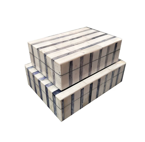 Caja de Madera MDF con Incrustaciones de Hueso Hecha a Mano, Lujosa, con Terciopelo y Cristal para Guardar Joyas, Collares, Anillos, Bodas - Empacada en Cartón - Product Image 2